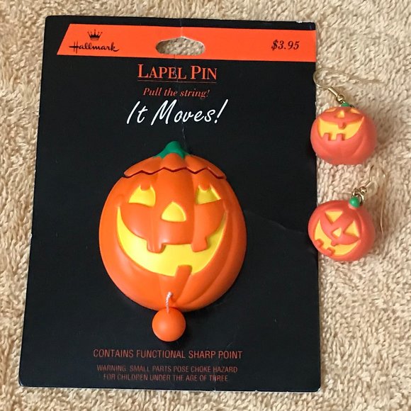 Vintage Pin-Bright Orange Jack-o-Lantern